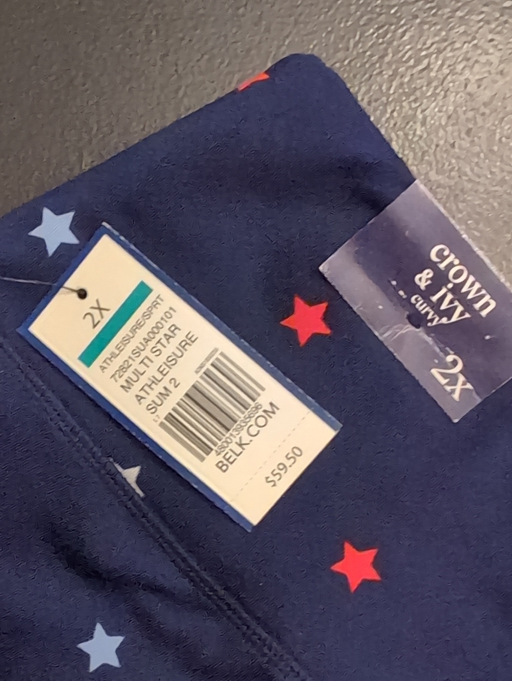 2X Crown & ivy Navy Leggings with Red, White, and Light Blue Stars - Picture 5 of 8